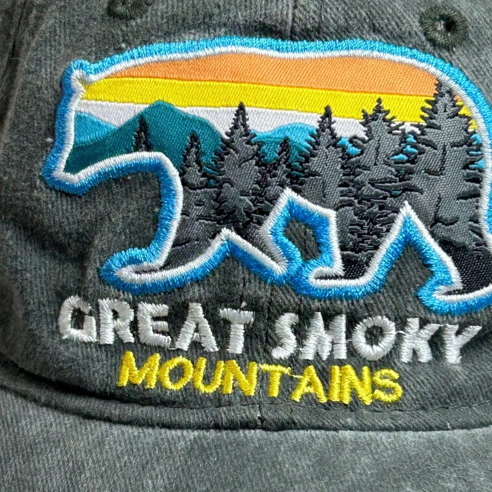 CSI Great Smoky Mountains Black Bear Embroidered Hat Kids Charcoal‎ Grey Cap